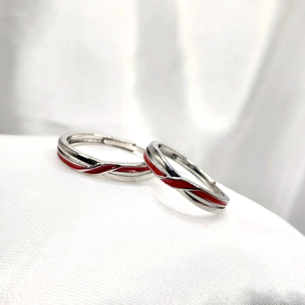 Brand New S925 Silver Couples Rings With Red Raves